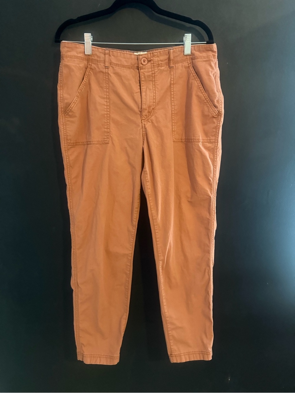 LL Bean Women’s Favorite Fit straight leg burnt orange rust chinos pants size 12